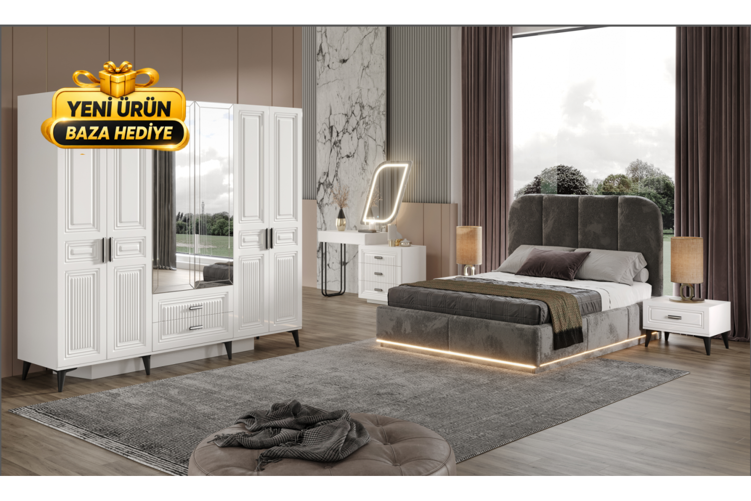 Aura Yatak Odası Takımı %100 MDF